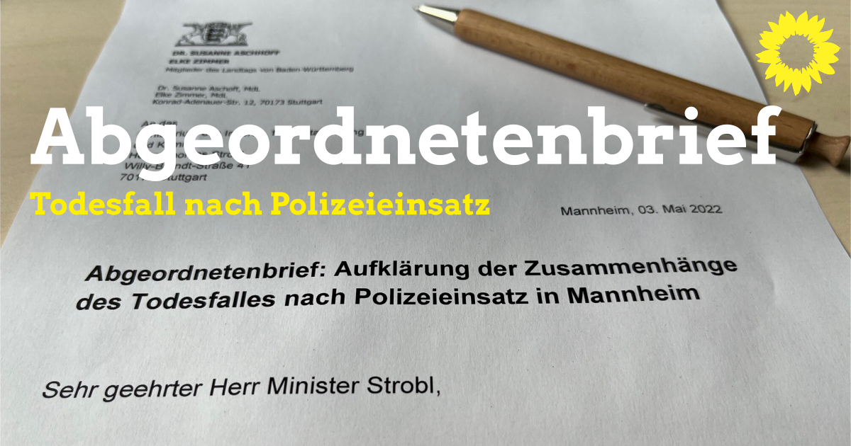 Gemeinsame Zumeldung: Umstände des Todesfalls nach Polizeieinsatz in Mannheim müssen restlos aufgeklärt werden